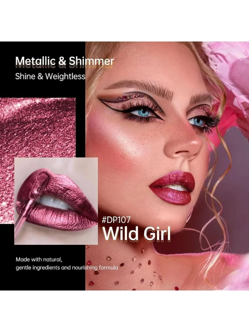 3Pc Metallic Lipstick Set for Women - Red, Burgundy & Pink Shades - Long-lasting